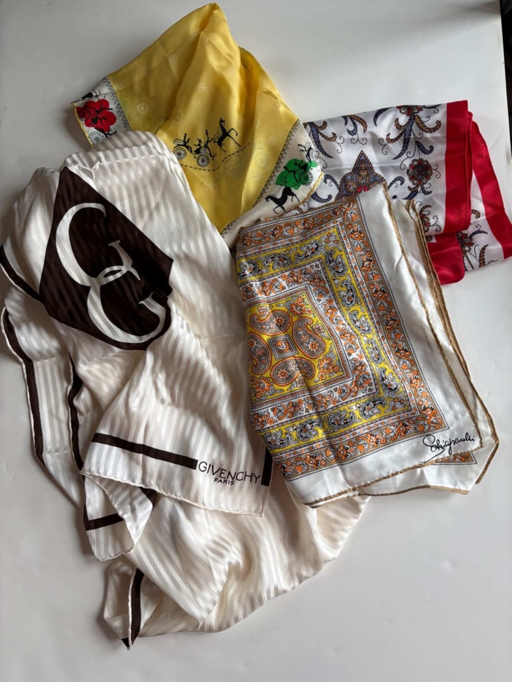 4 vintage scarves including Givenchy Paris